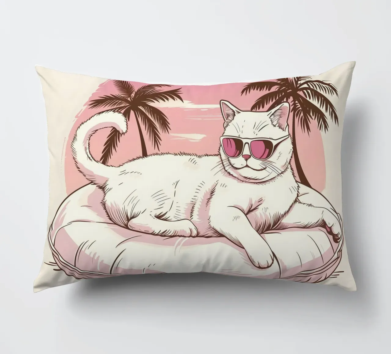 Katze im Schwimmreifen am Pool cuscino da WILD ART