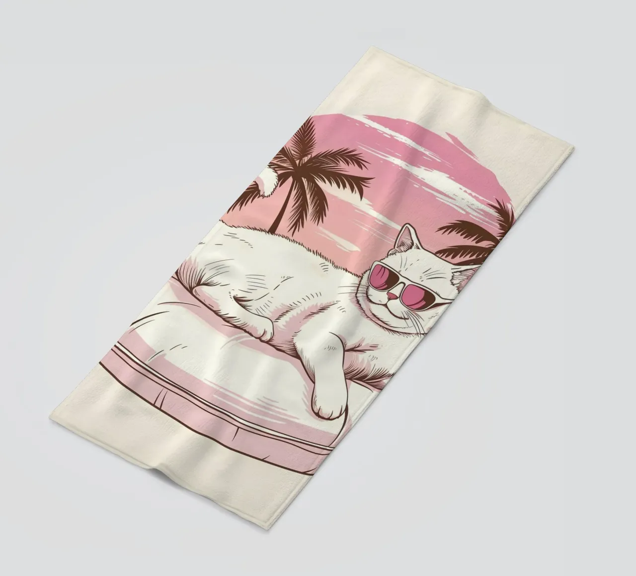 Katze im Schwimmreifen am Pool telo mare da WILD ART
