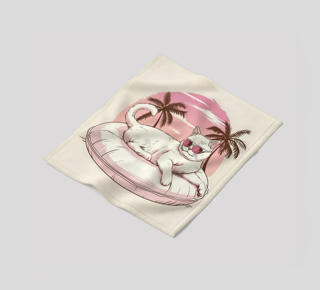 Katze im Schwimmreifen am Pool coperta in pile da WILD ART