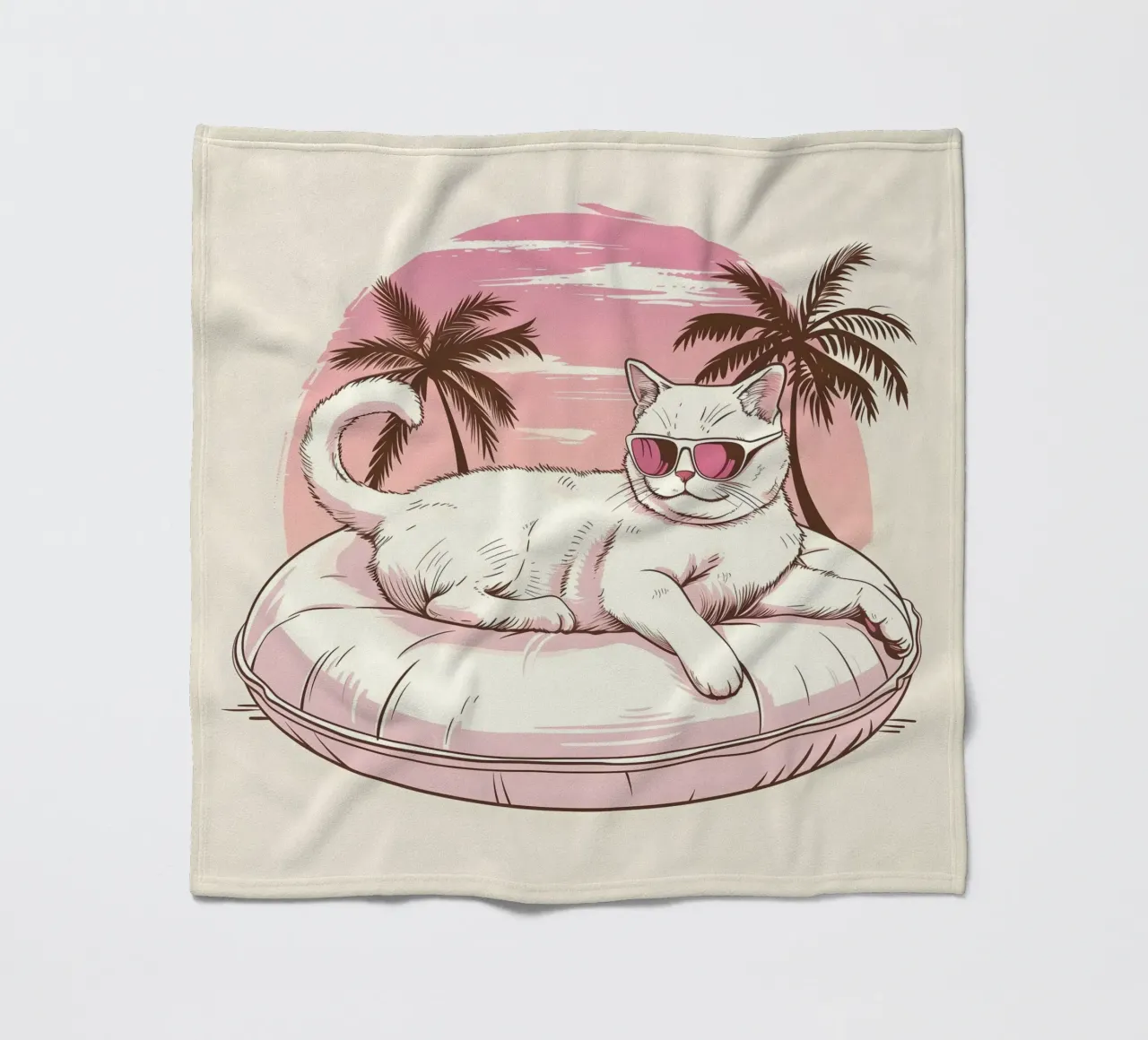 Katze im Schwimmreifen am Pool coperta in pile da WILD ART