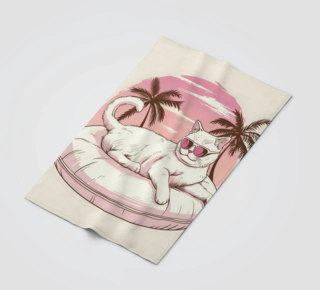 Katze im Schwimmreifen am Pool coperta in pile da WILD ART