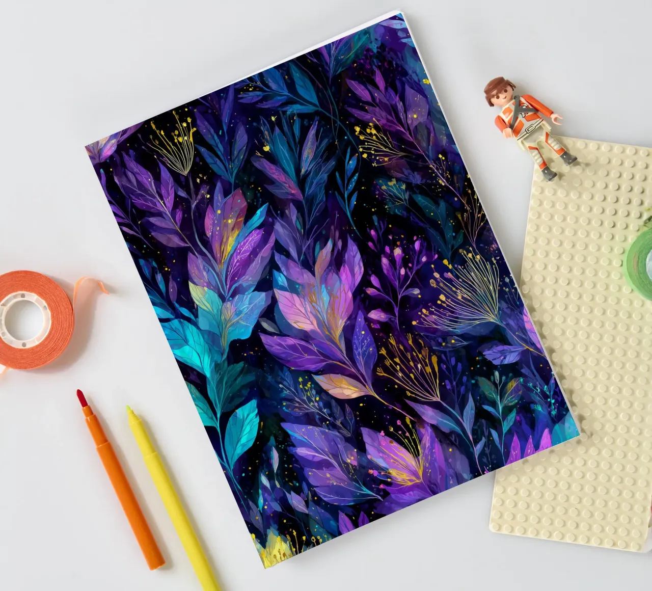 Magical blue and purple meadow notebook by Justyna Jaszke JBJart