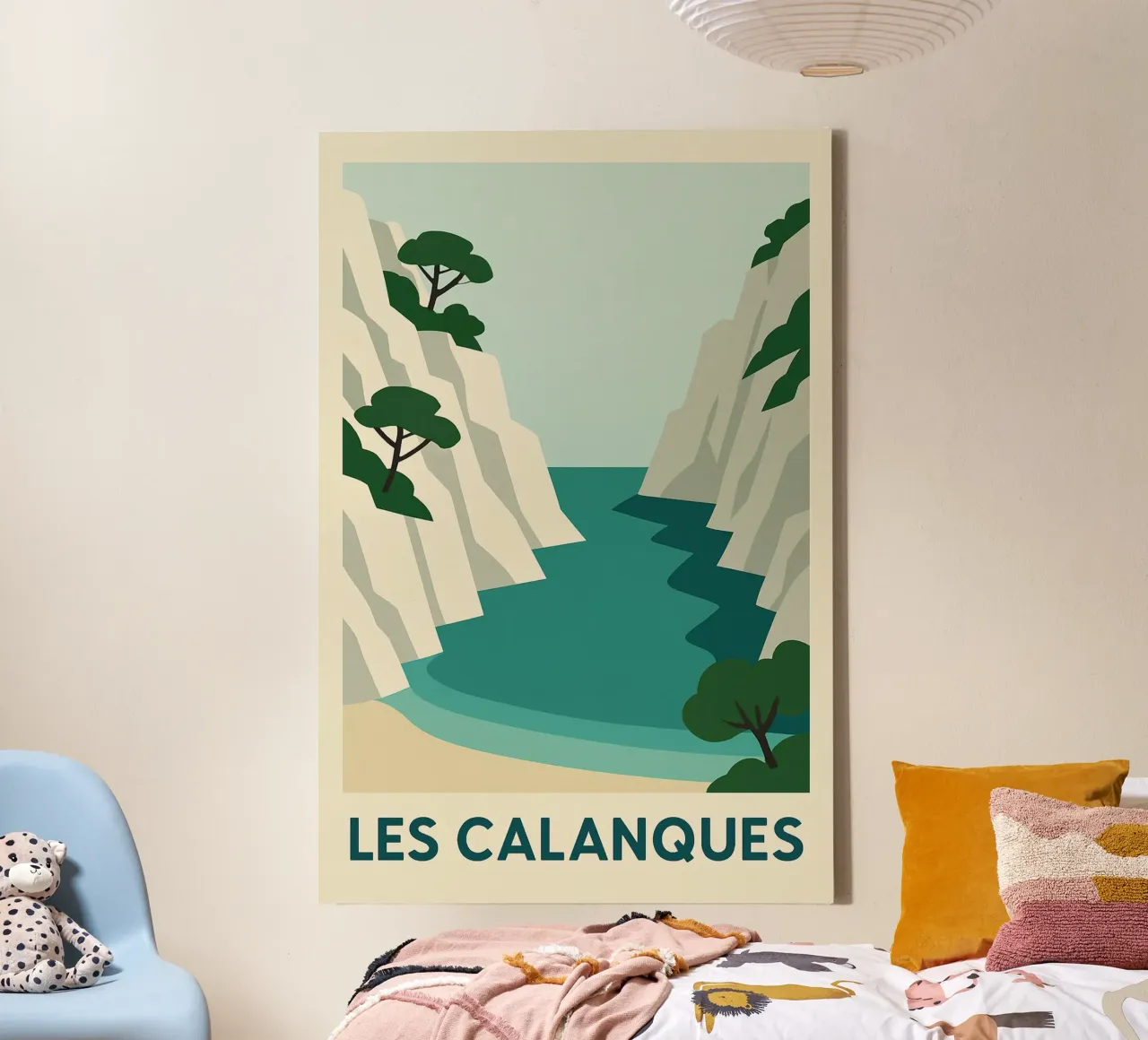 The Calanques - the wild purity of the Mediterranean canvas with Floater frame by JETLAG | affiches voyage
