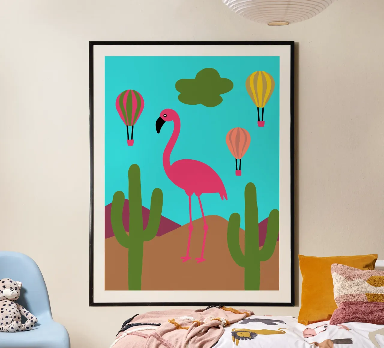 Fenicottero Uccello poster con telaio in legno da TRENDY POSTER SHOP