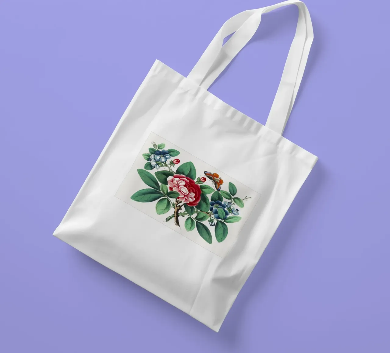 19th-Century Chinese Painting of Flowers and Butterfly tote bag by Venus Art