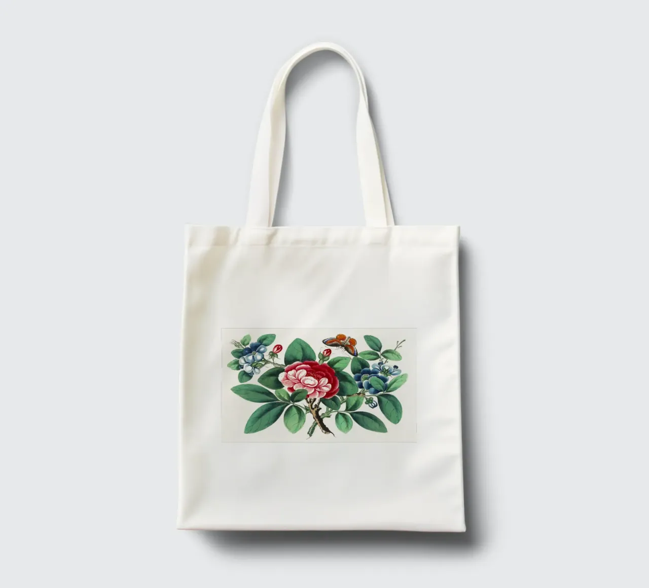 19th-Century Chinese Painting of Flowers and Butterfly tote bag by Venus Art