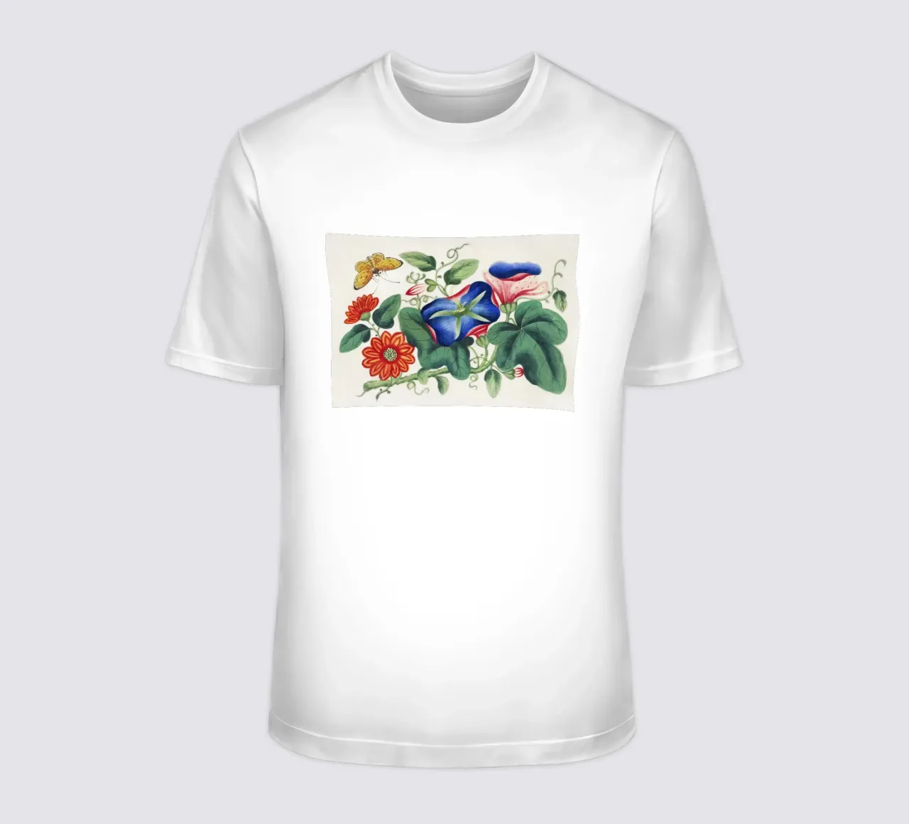 Pittura cinese del XIX secolo con fiori e farfalle t-shirt da Venus Art