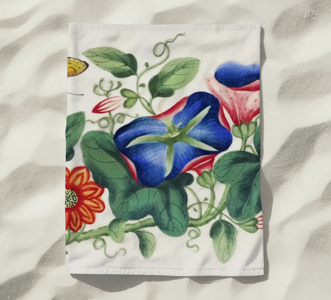 Pittura cinese del XIX secolo con fiori e farfalle telo mare da Venus Art