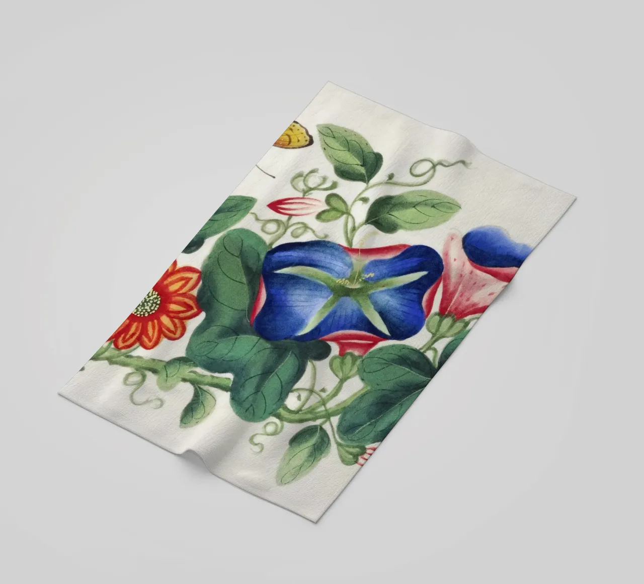 Pittura cinese del XIX secolo con fiori e farfalle telo mare da Venus Art