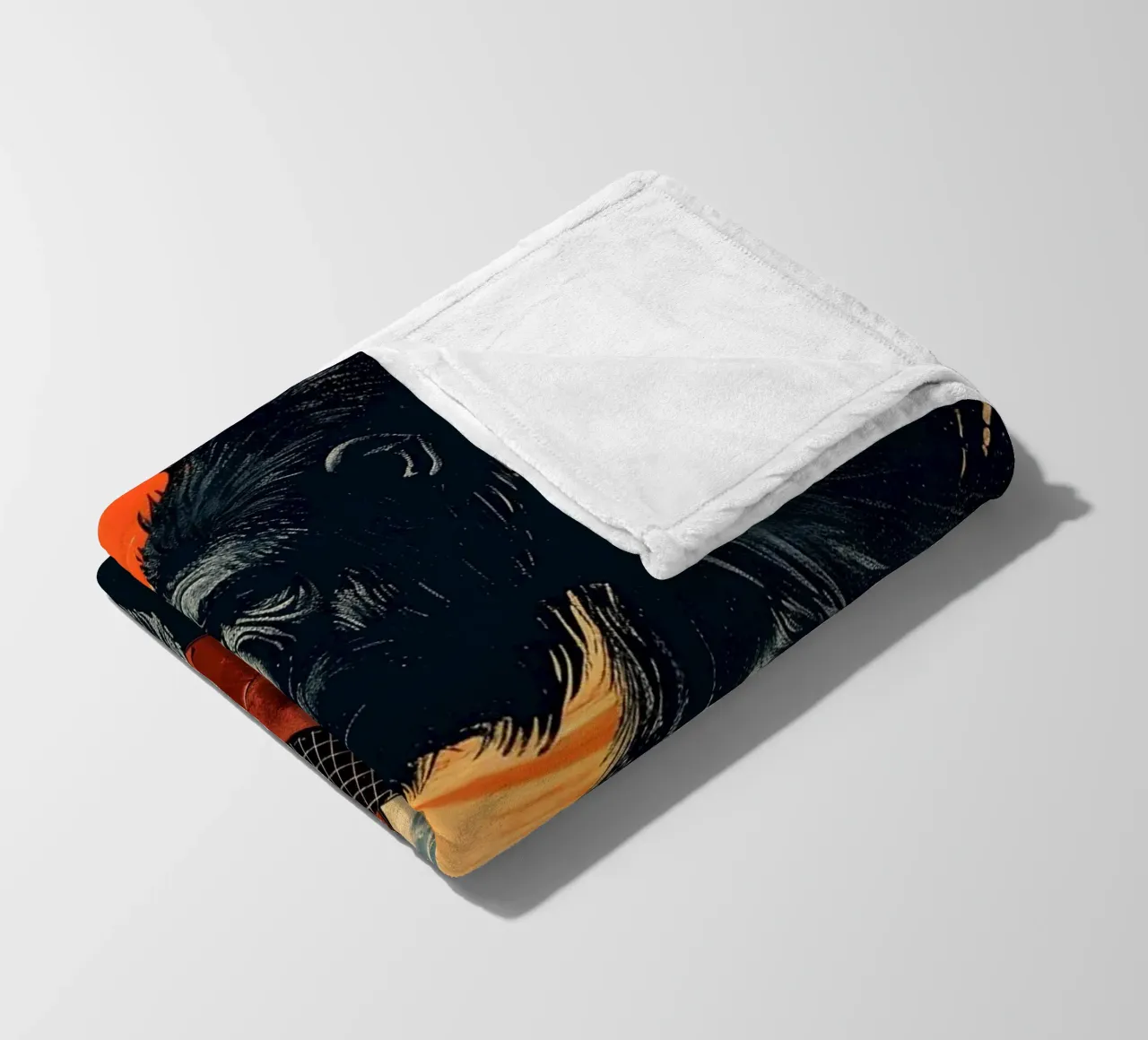 Gorilla spielt Gitarre am Strand fleece blanket by WILD ART