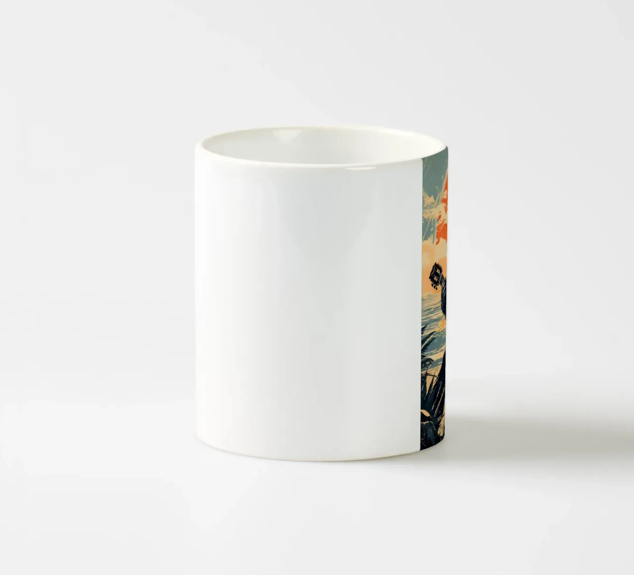 Gorilla spielt Gitarre am Strand tazza in ceramica da WILD ART