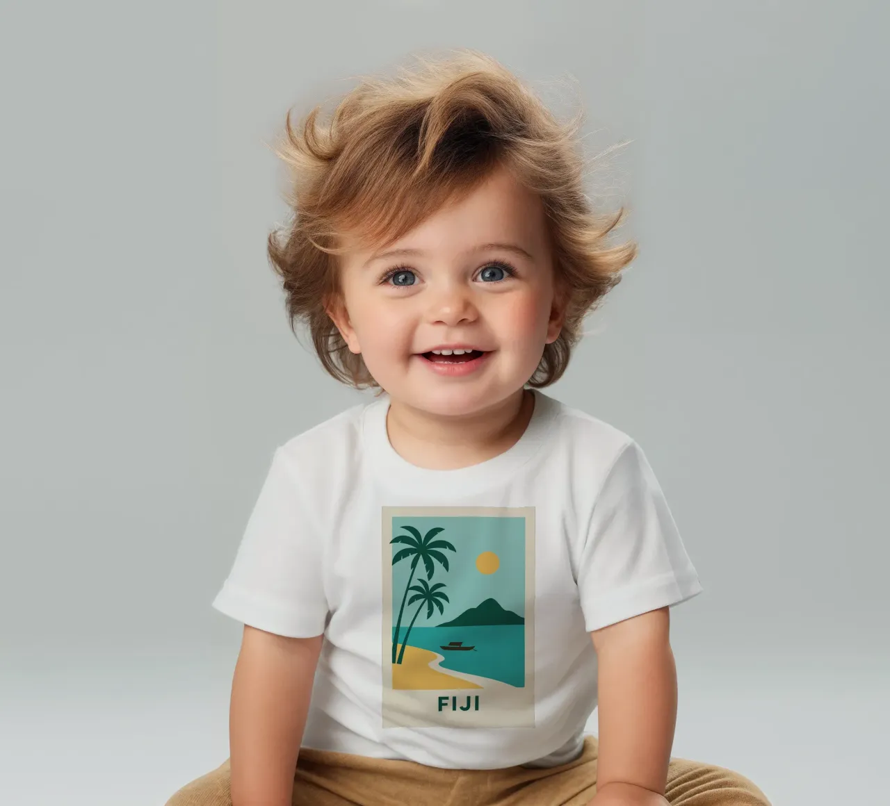Sognando le Fiji: un'isola, due palme e la fuga maglietta neonato da JETLAG | affiches voyage