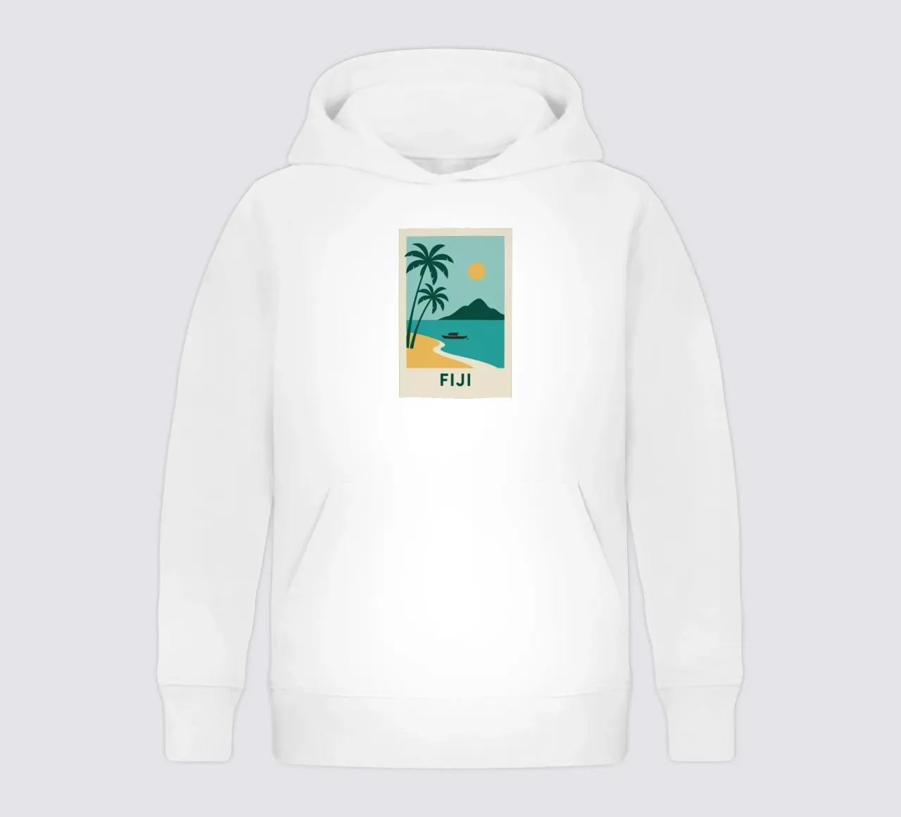 Sognando le Fiji: un'isola, due palme e la fuga felpa bambino con cappuccio da JETLAG | affiches voyage