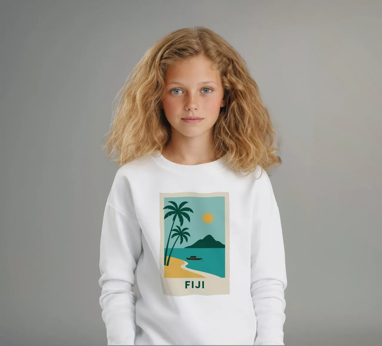 Sognando le Fiji: un'isola, due palme e la fuga felpa bambino da JETLAG | affiches voyage