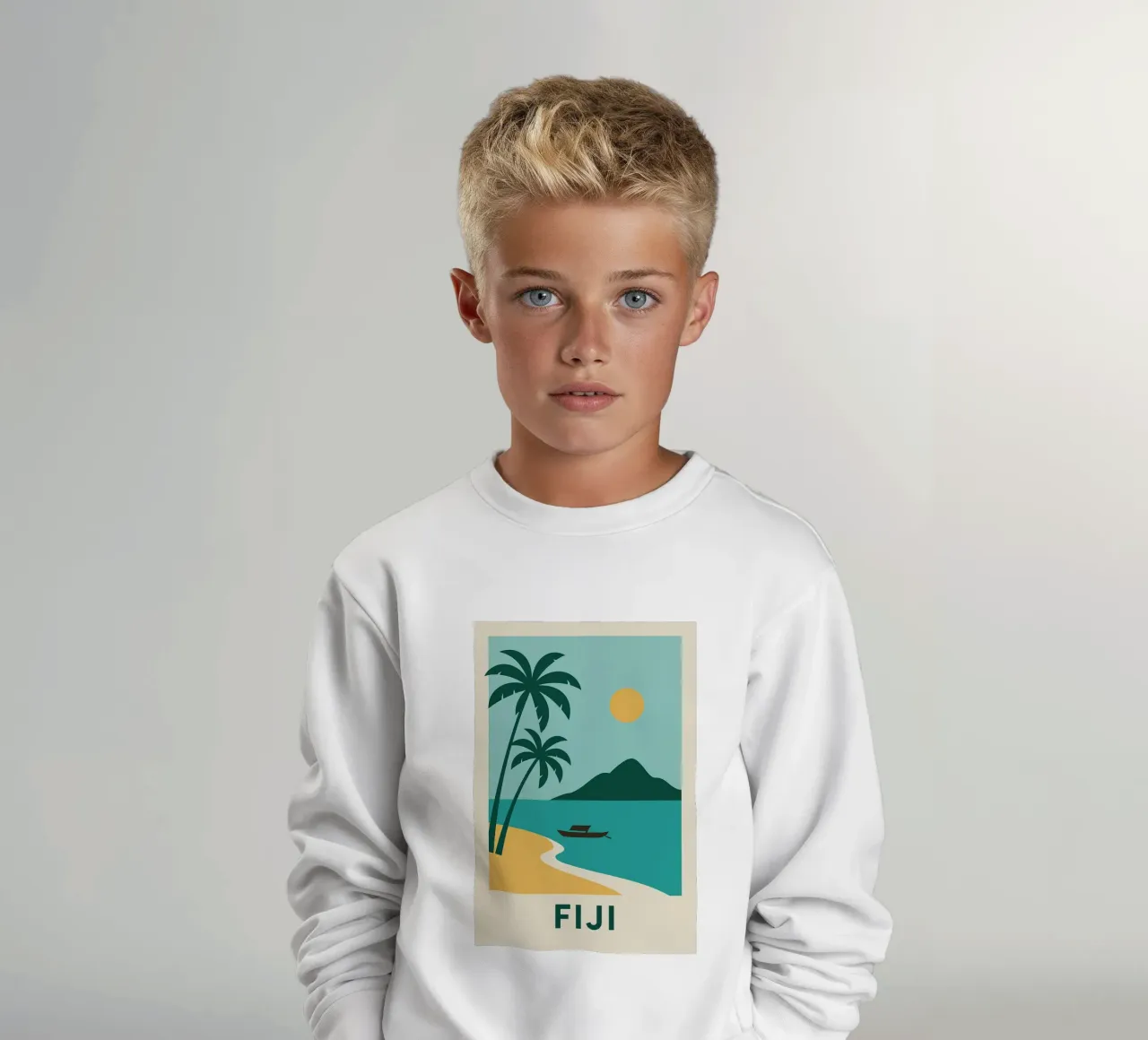 Sognando le Fiji: un'isola, due palme e la fuga felpa bambino da JETLAG | affiches voyage