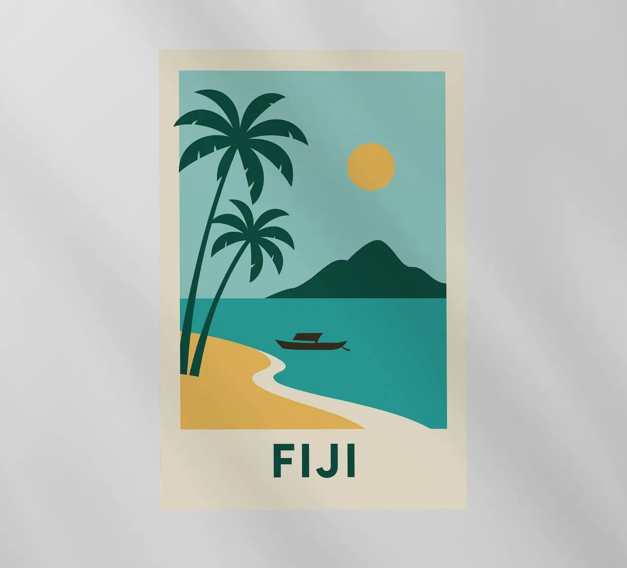 Sognando le Fiji: un'isola, due palme e la fuga pellicola backlit da JETLAG | affiches voyage