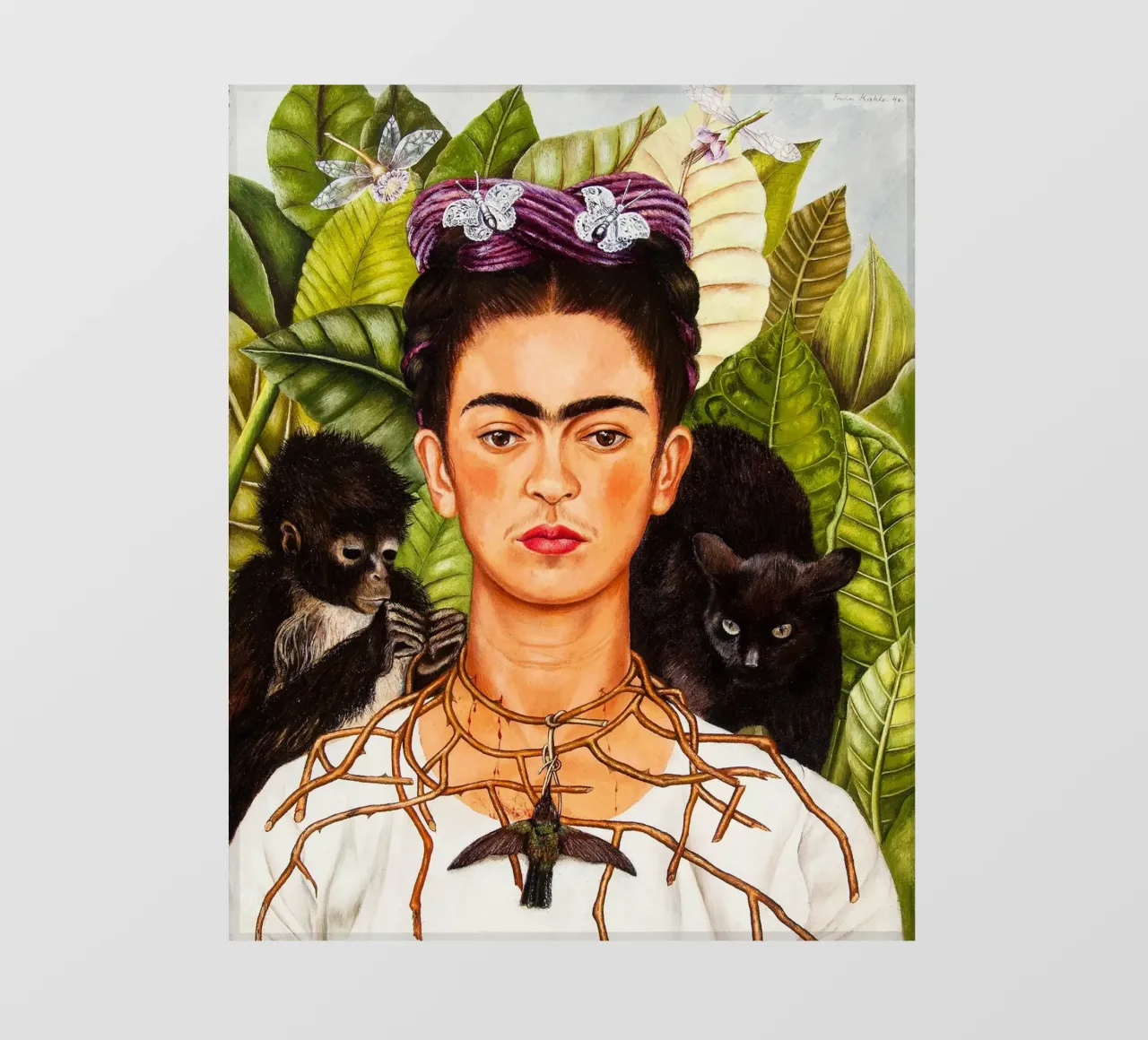 Autoritratto con scimmie di Frida Kahlo pellicola backlit da Art History