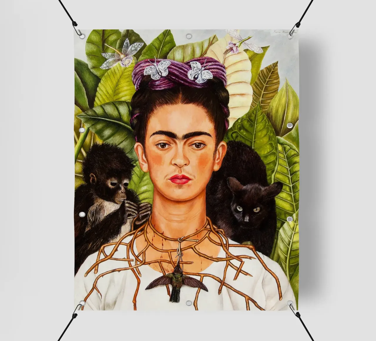 Autoritratto con scimmie di Frida Kahlo telo in pvc da Art History