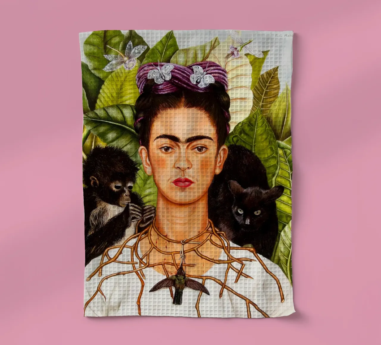 Autoritratto con scimmie di Frida Kahlo canovaccio da cucina da Art History