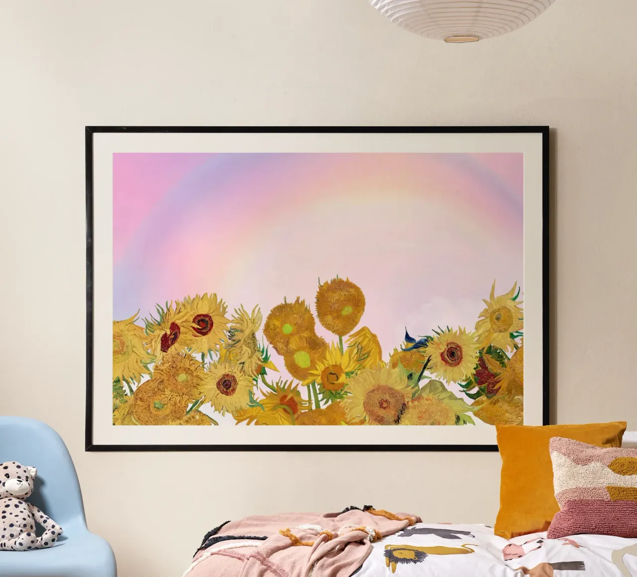 Van Gogh Sonnenblumen & Regenbogen - Postimpressionistischer Traum Poster von NorwesClub