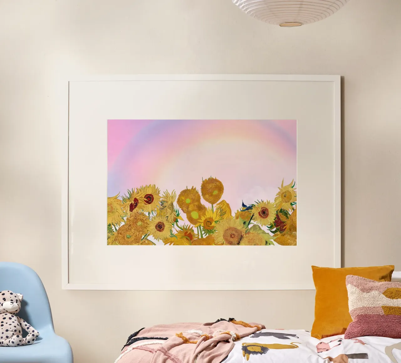 Van Gogh Sonnenblumen & Regenbogen - Postimpressionistischer Traum Poster von NorwesClub