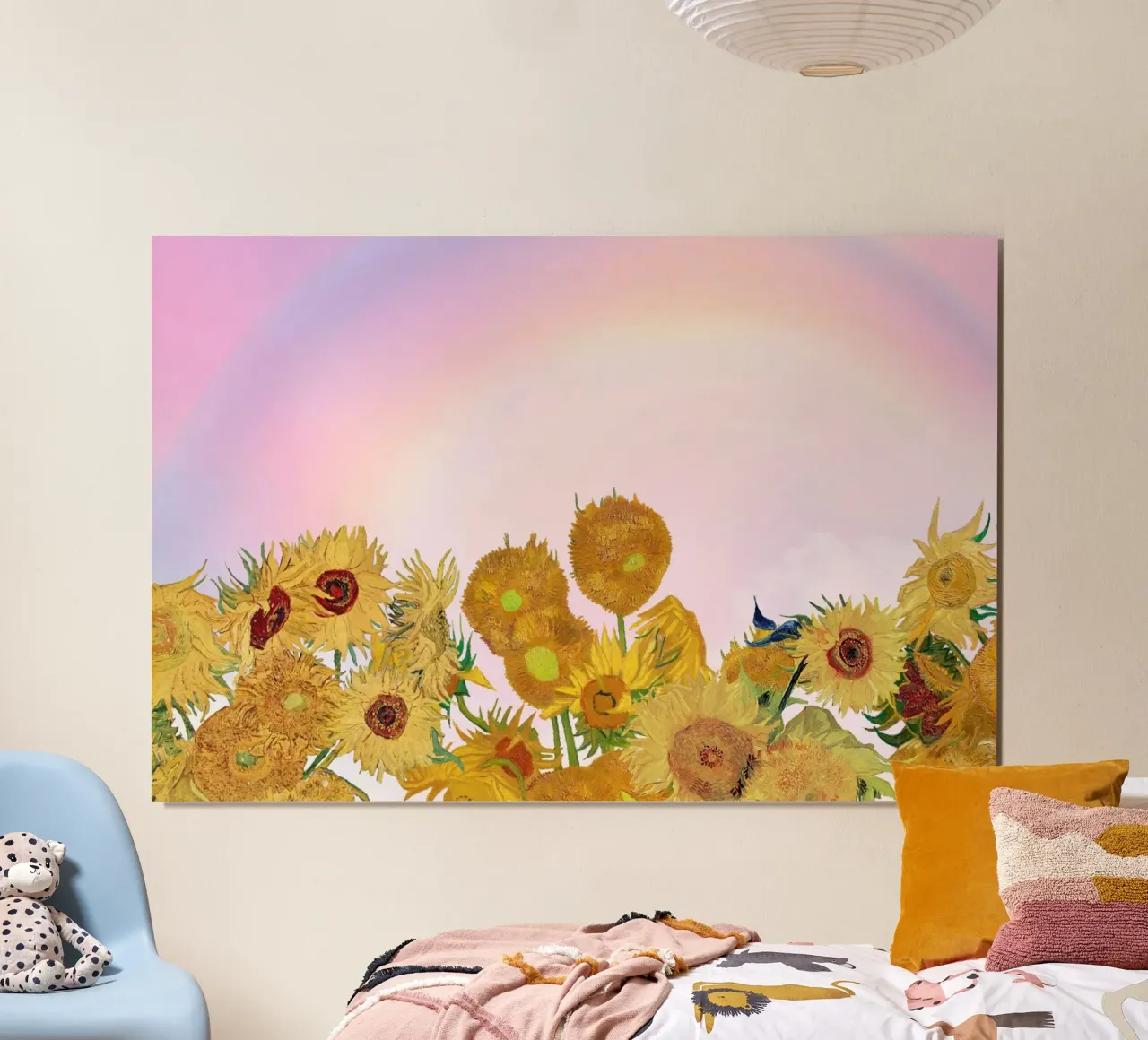 Van Gogh Sonnenblumen & Regenbogen - Postimpressionistischer Traum Poster von NorwesClub