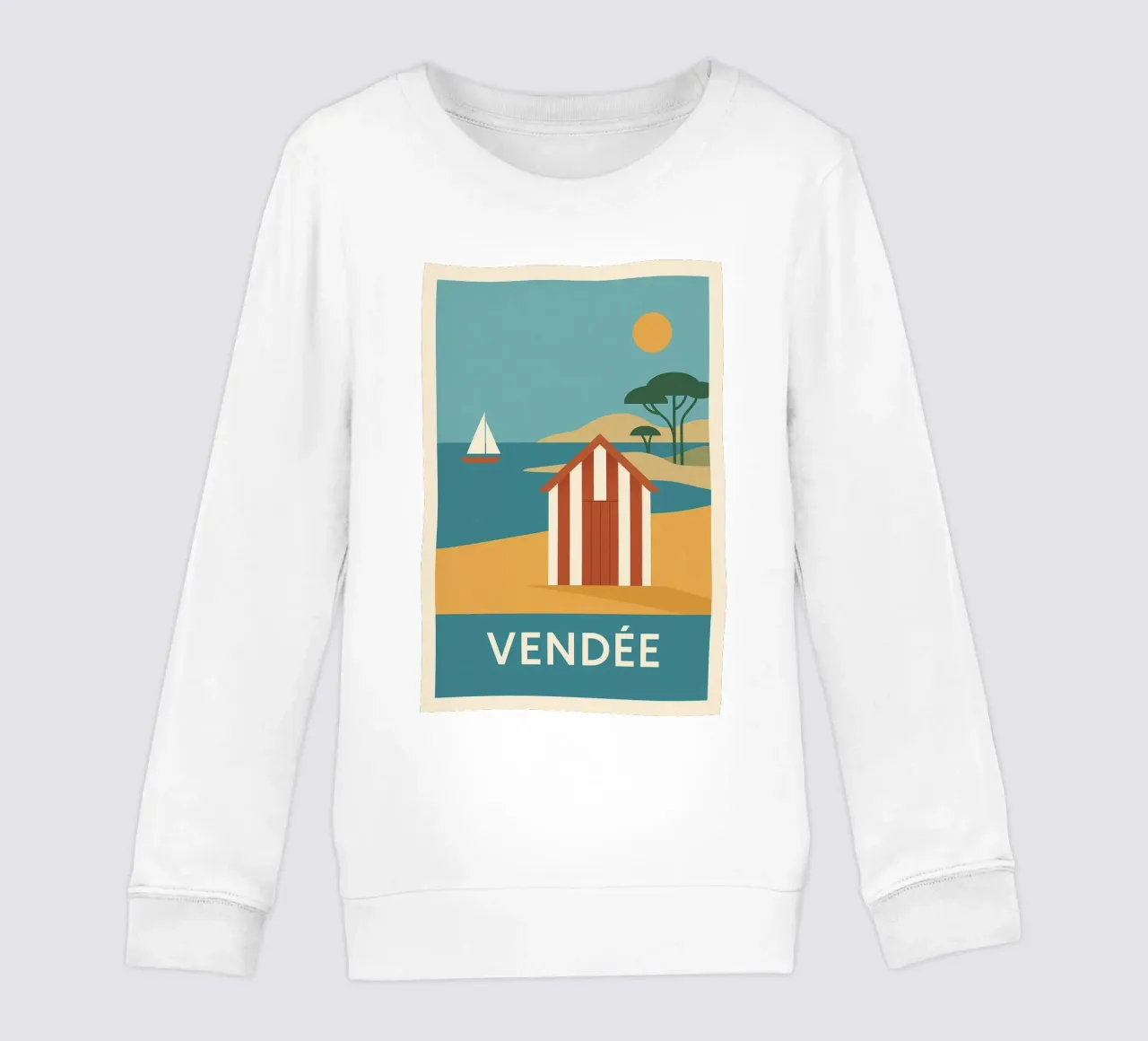 Graphic summer in Vendée - escape at the end of the beach kids sweatshirt by JETLAG | affiches voyage