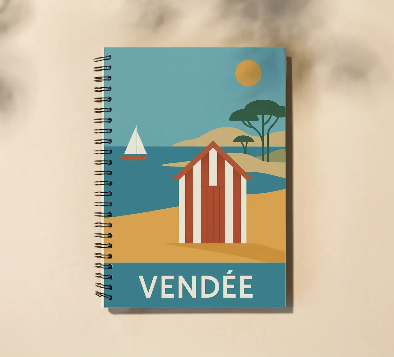 Graphic summer in Vendée - escape at the end of the beach spiral notebook by JETLAG | affiches voyage