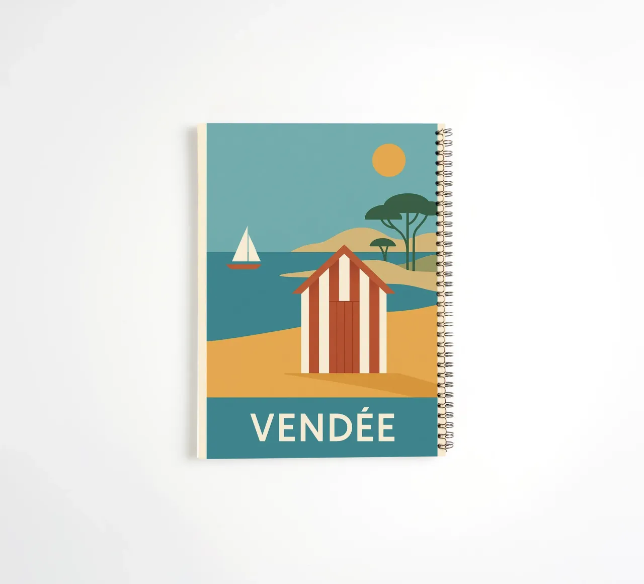 Graphic summer in Vendée - escape at the end of the beach spiral notebook by JETLAG | affiches voyage