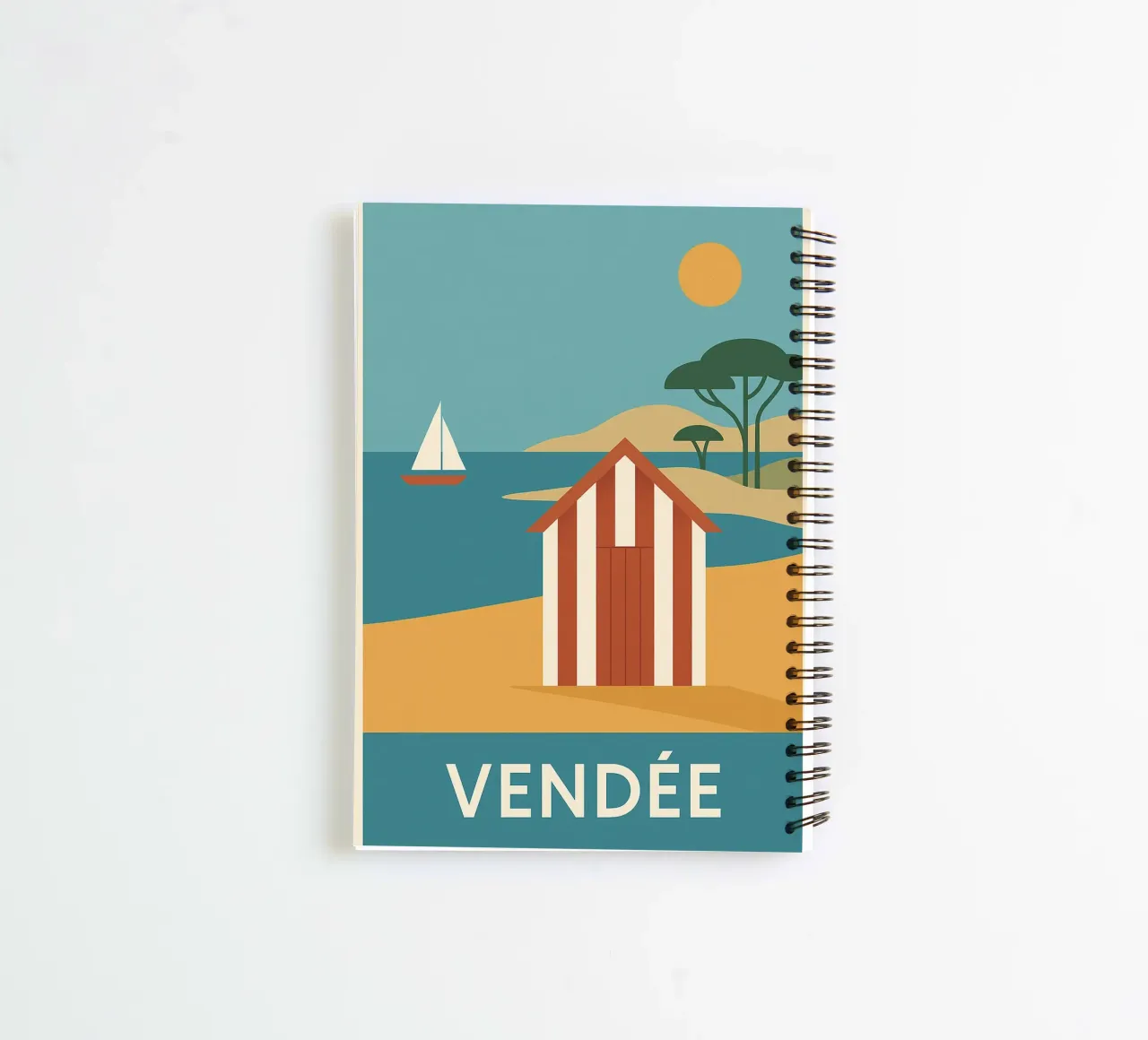 Graphic summer in Vendée - escape at the end of the beach spiral notebook by JETLAG | affiches voyage