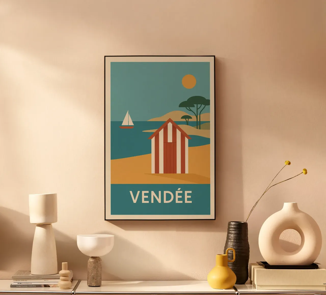 Estate grafica in Vandea: fuga in fondo alla spiaggia alluminio dibond da JETLAG | affiches voyage