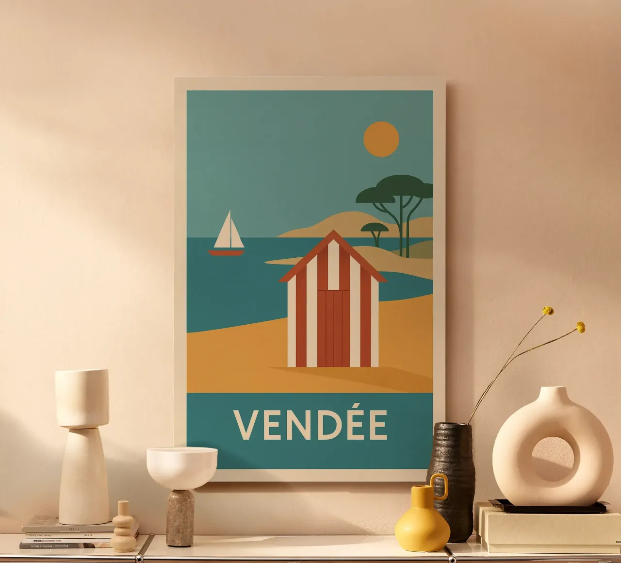 Estate grafica in Vandea: fuga in fondo alla spiaggia alluminio dibond da JETLAG | affiches voyage