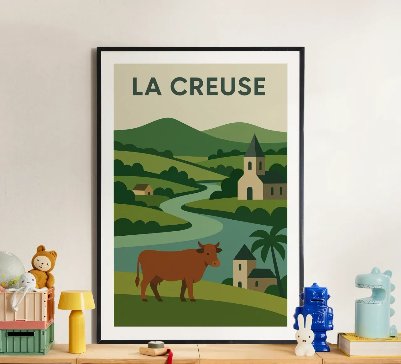La Creuse - vredig platteland en authentiek Frankrijk poster met kunststof frame van JETLAG | affiches voyage