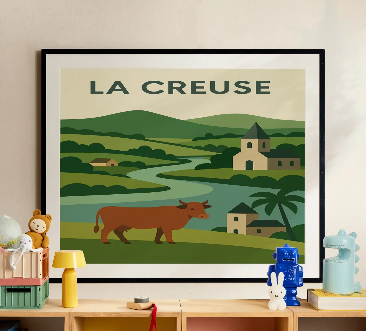 La Creuse - vredig platteland en authentiek Frankrijk poster met kunststof frame van JETLAG | affiches voyage