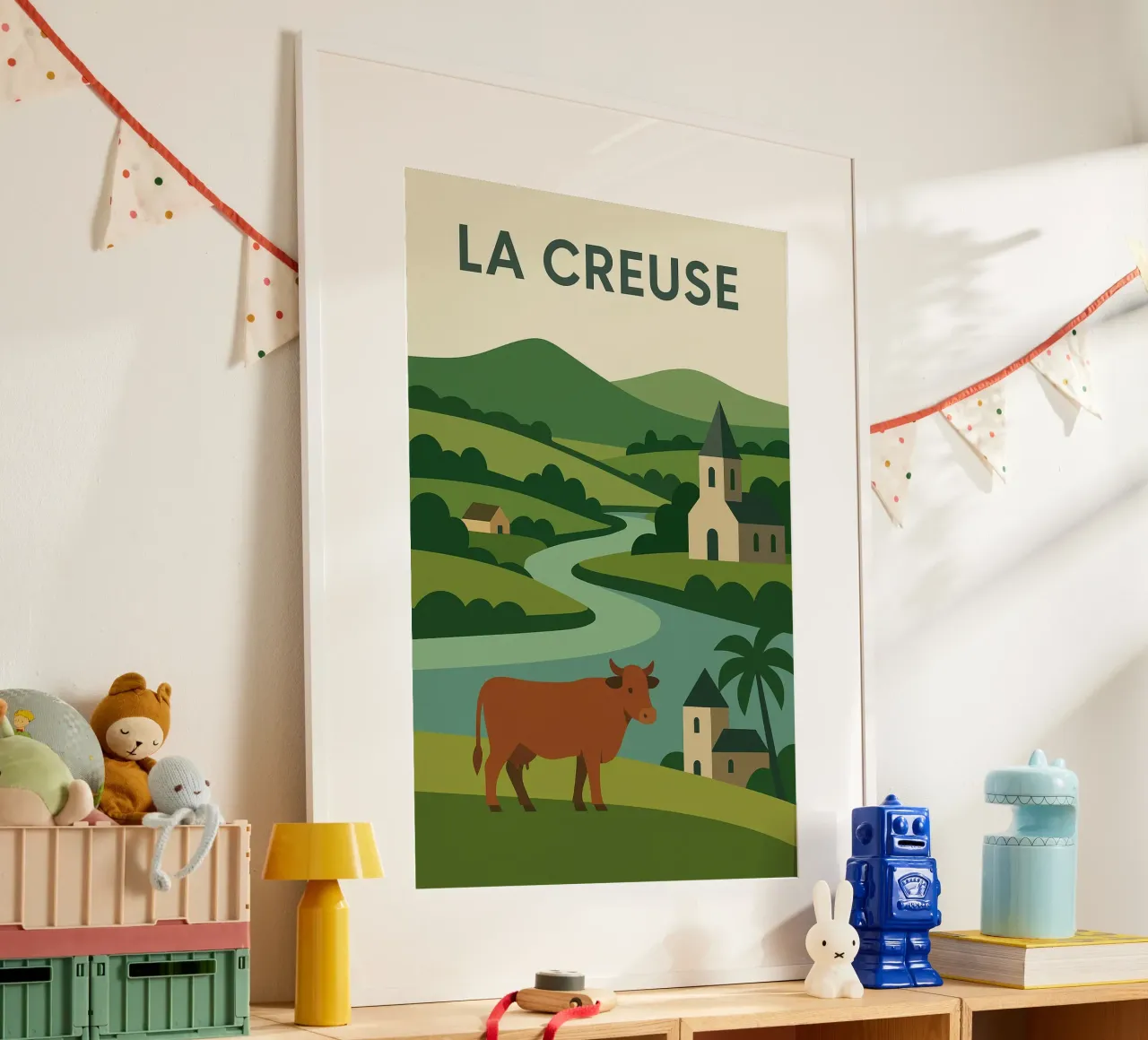 La Creuse - vredig platteland en authentiek Frankrijk poster met kunststof frame van JETLAG | affiches voyage