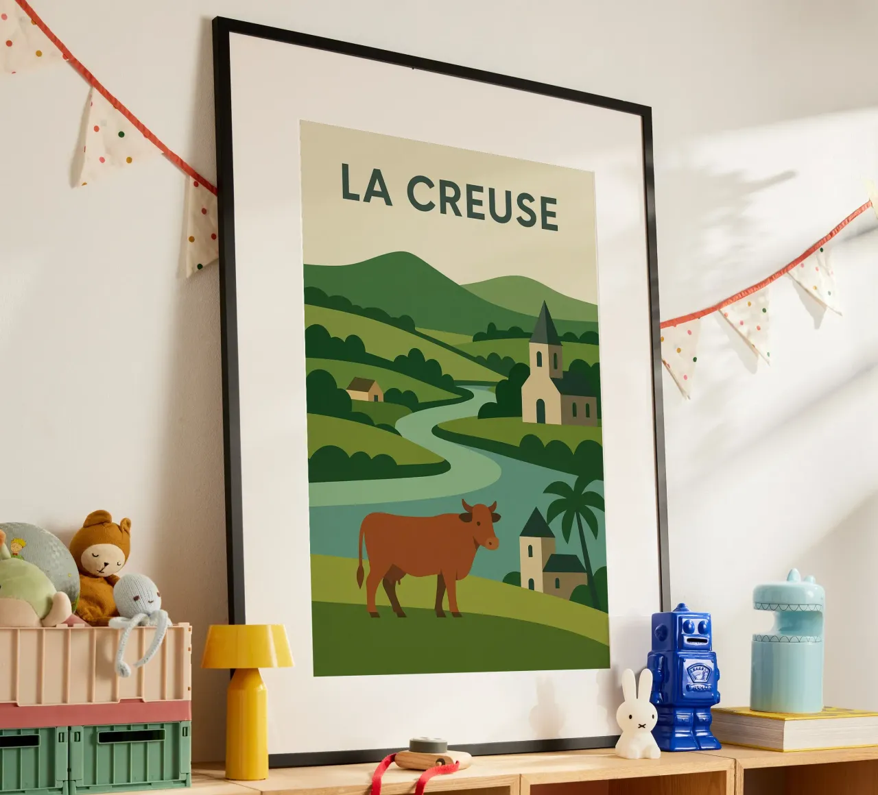 La Creuse - vredig platteland en authentiek Frankrijk poster met kunststof frame van JETLAG | affiches voyage