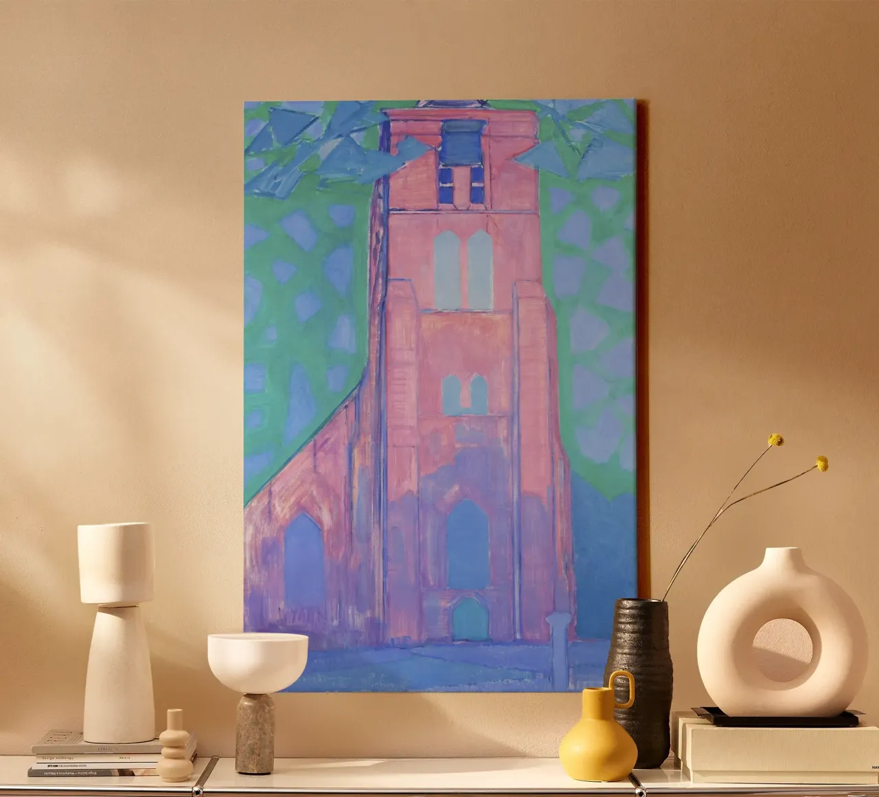 Piet Mondrian's Domburg Tower - Neo-Impressionist Art canvas with Floater frame by NorwesClub