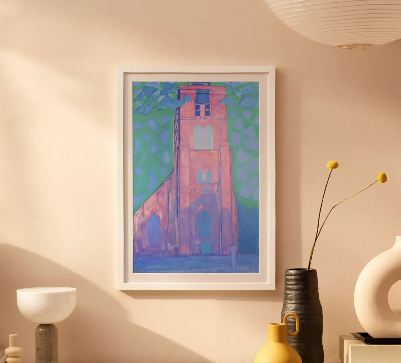 La torre di Domburg di Piet Mondrian - Arte neoimpressionista poster con telaio in alluminio da NorwesClub