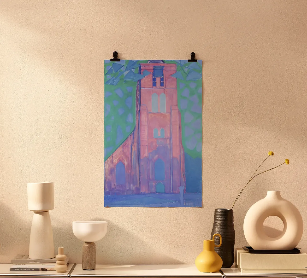 La torre di Domburg di Piet Mondrian - Arte neoimpressionista poster con telaio in alluminio da NorwesClub