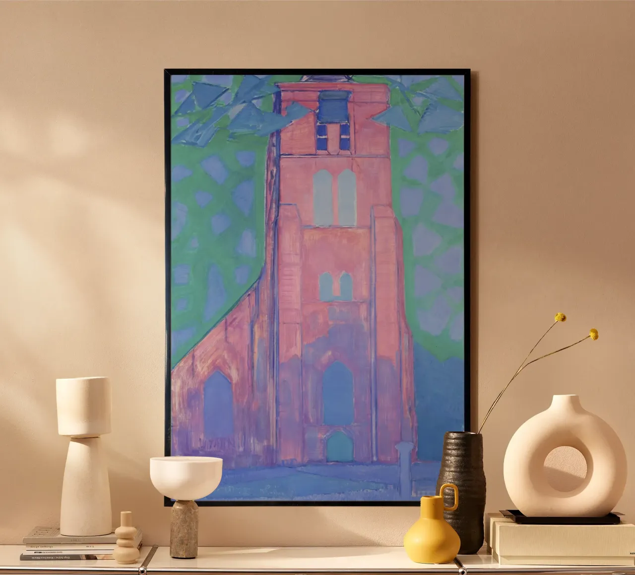 La torre di Domburg di Piet Mondrian - Arte neoimpressionista poster con telaio in alluminio da NorwesClub