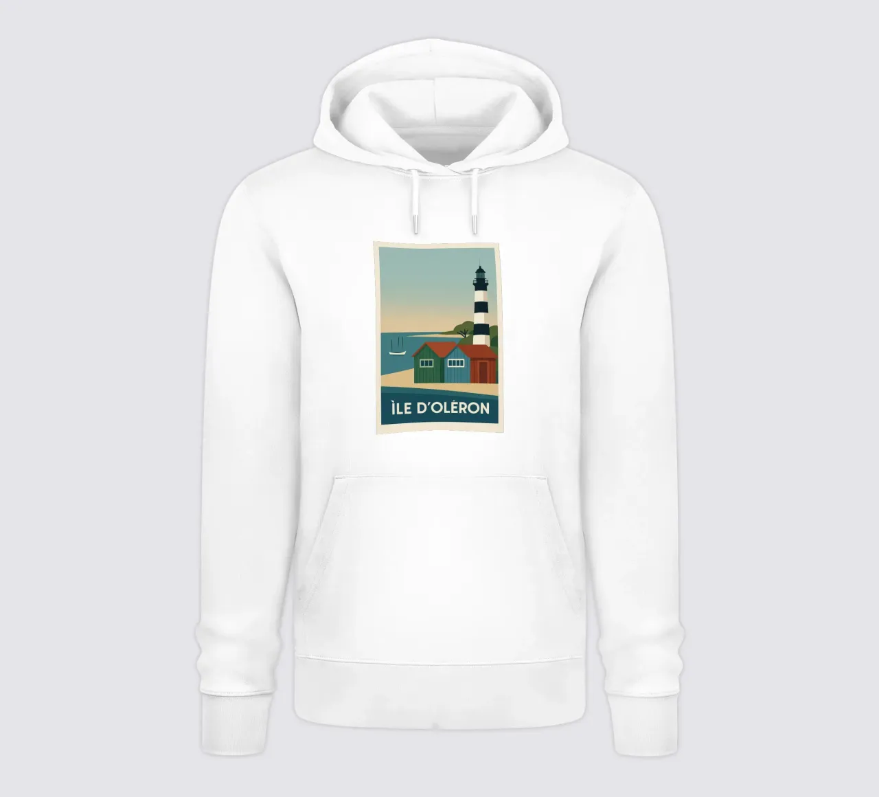 Ile d'Oléron - tra cabine, luce e libertà felpa con cappuccio da JETLAG | affiches voyage