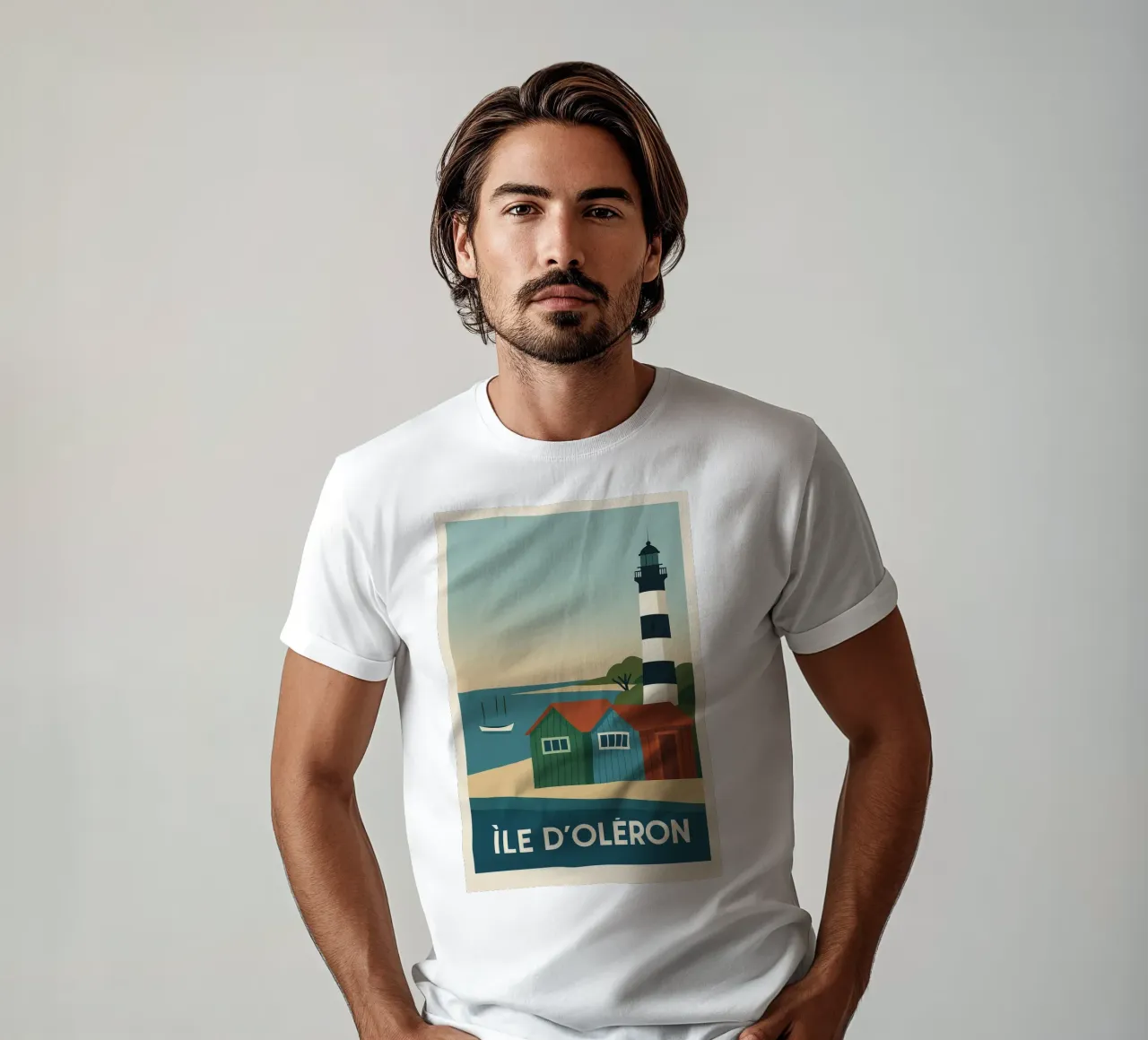 Ile d'Oléron - tra cabine, luce e libertà t-shirt da JETLAG | affiches voyage