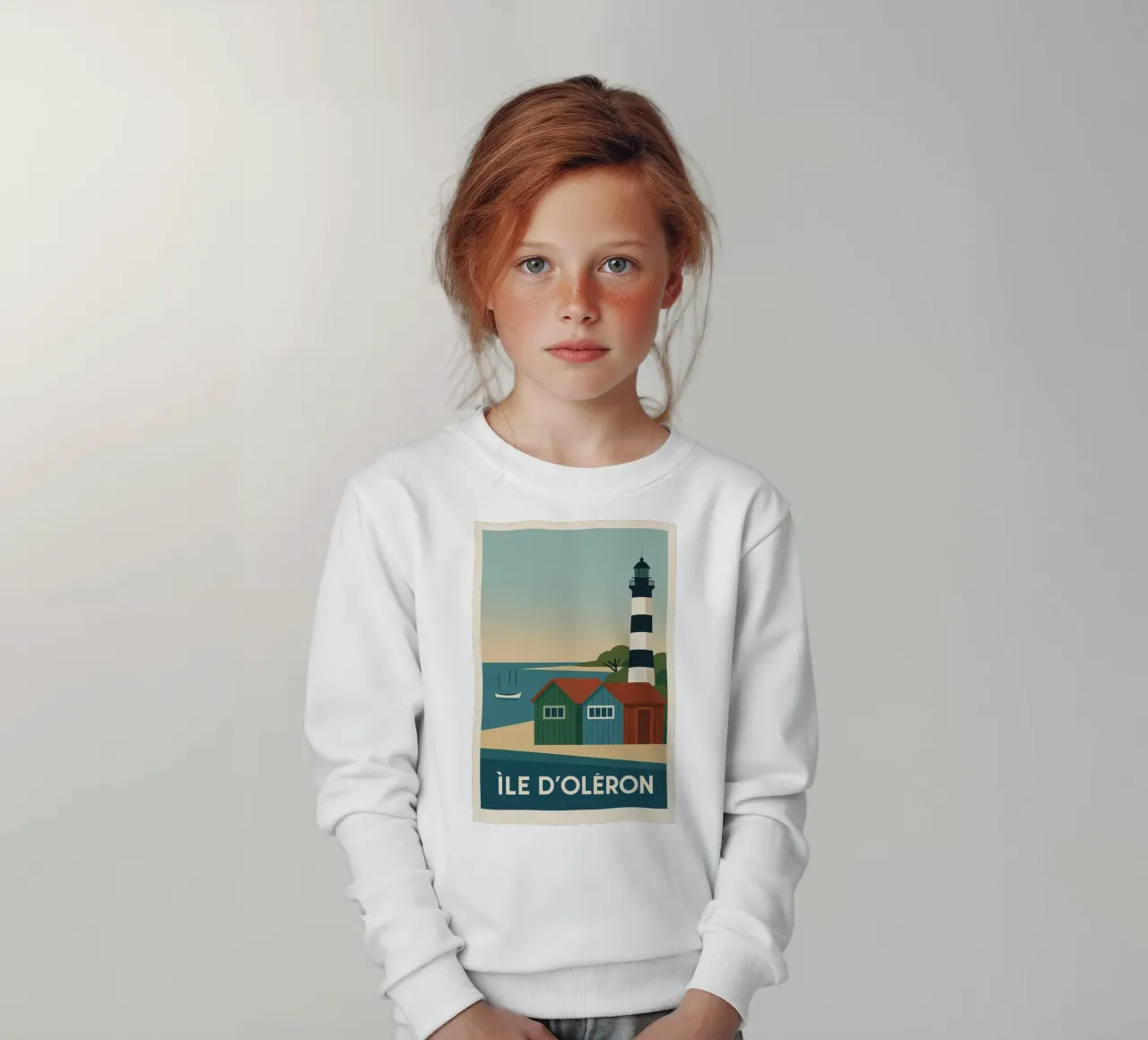 Ile d'Oléron - tra cabine, luce e libertà felpa bambino da JETLAG | affiches voyage