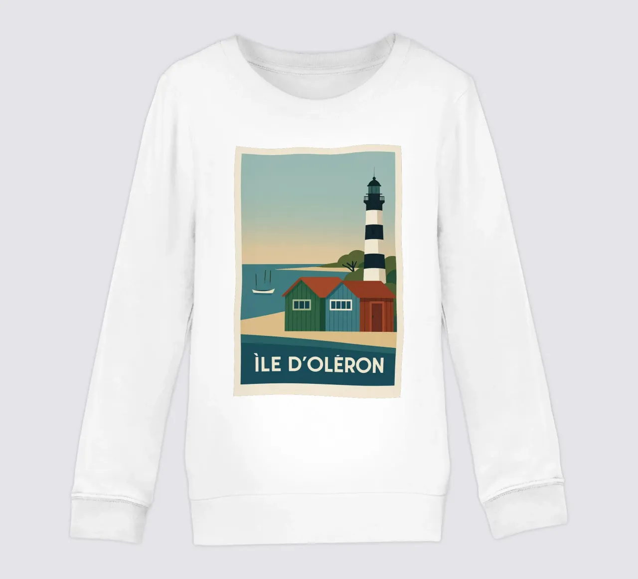 Ile d'Oléron - tra cabine, luce e libertà felpa bambino da JETLAG | affiches voyage