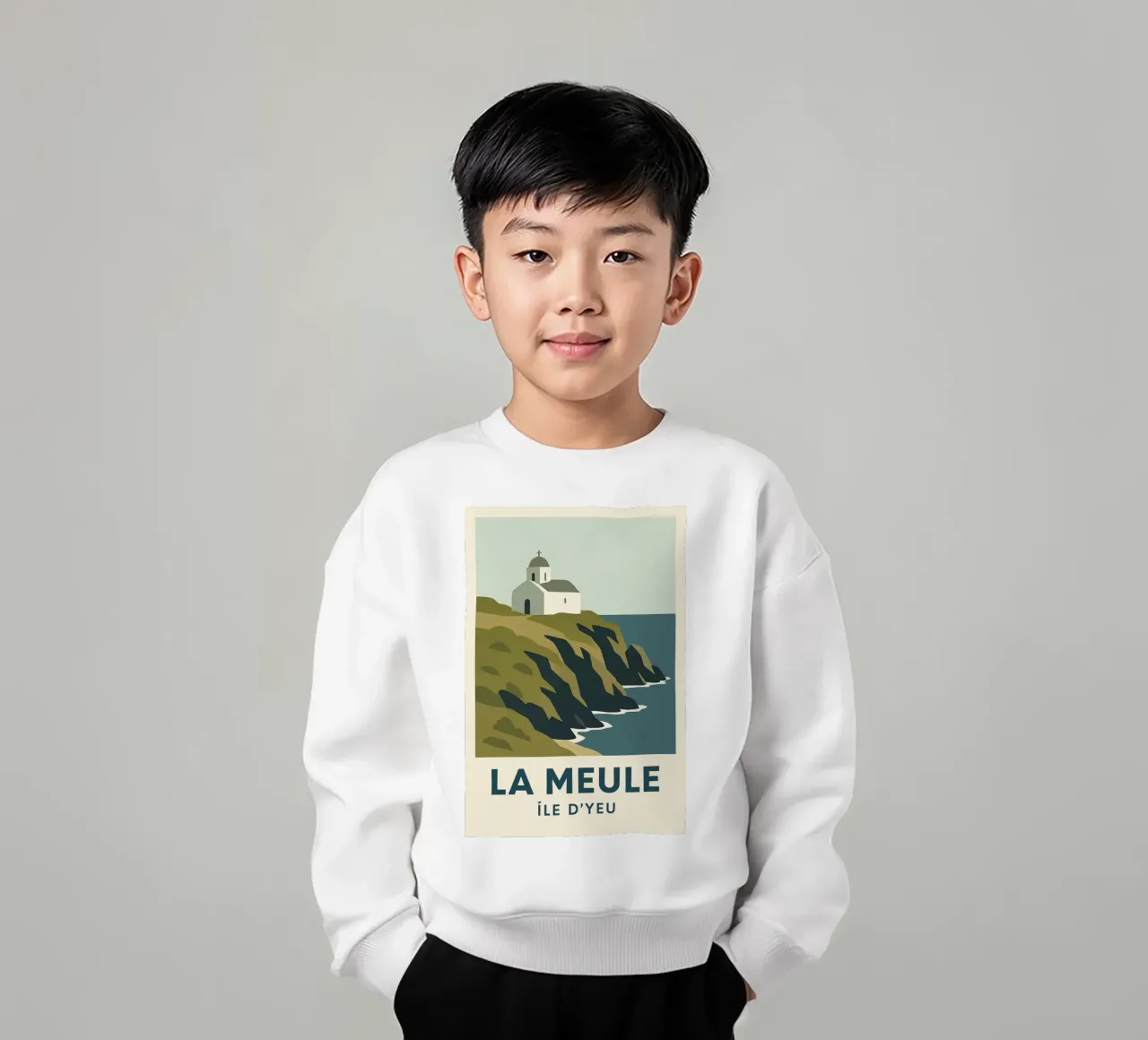 La Meule - poesia bianca su una falesia bretone felpa bambino da JETLAG | affiches voyage