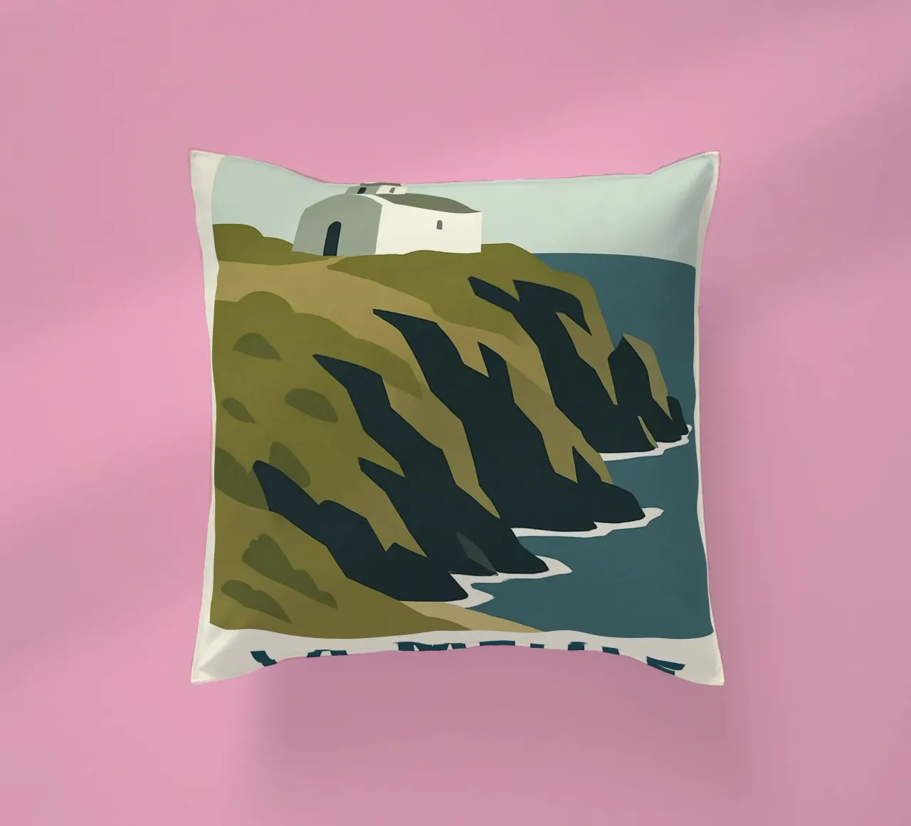 La Meule - poesia bianca su una falesia bretone cuscino da JETLAG | affiches voyage