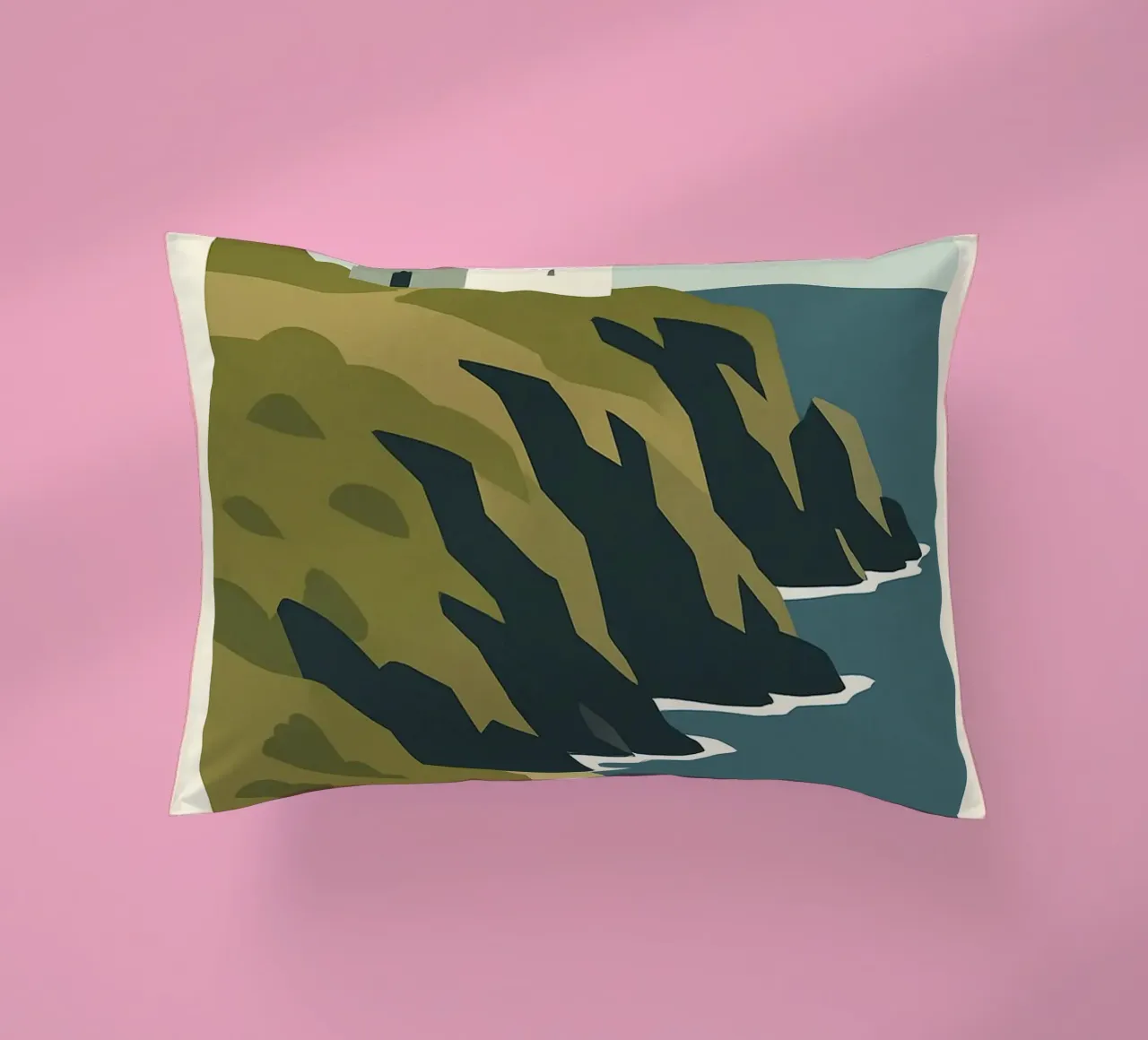 La Meule - poesia bianca su una falesia bretone cuscino da JETLAG | affiches voyage
