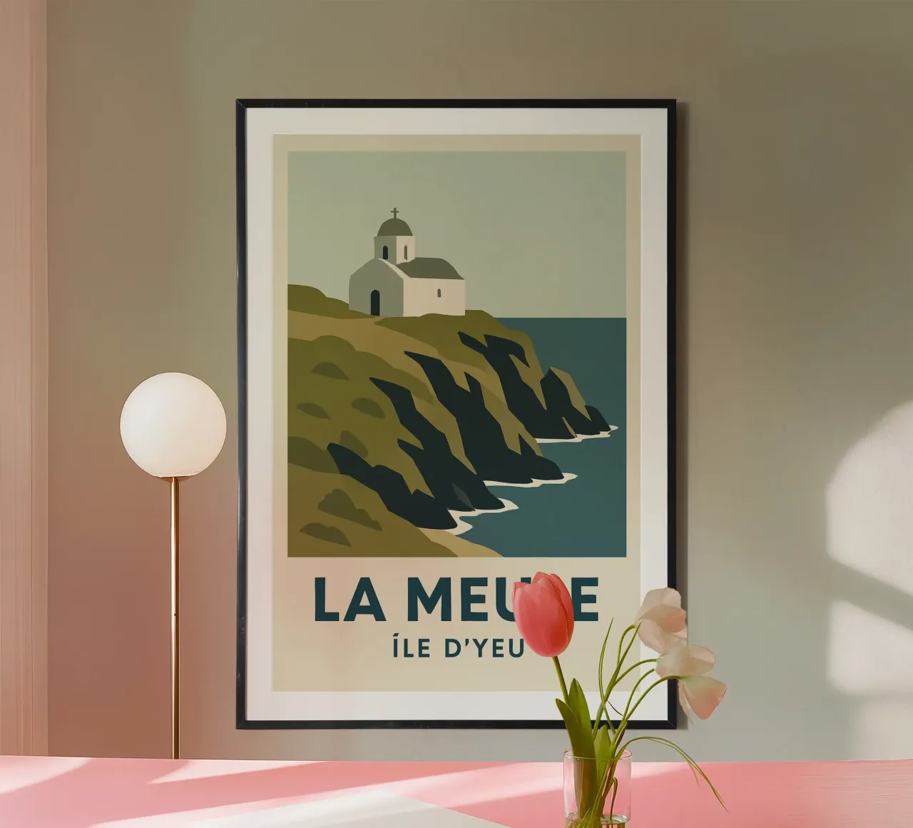 La Meule - poesia bianca su una falesia bretone poster con telaio in alluminio da JETLAG | affiches voyage
