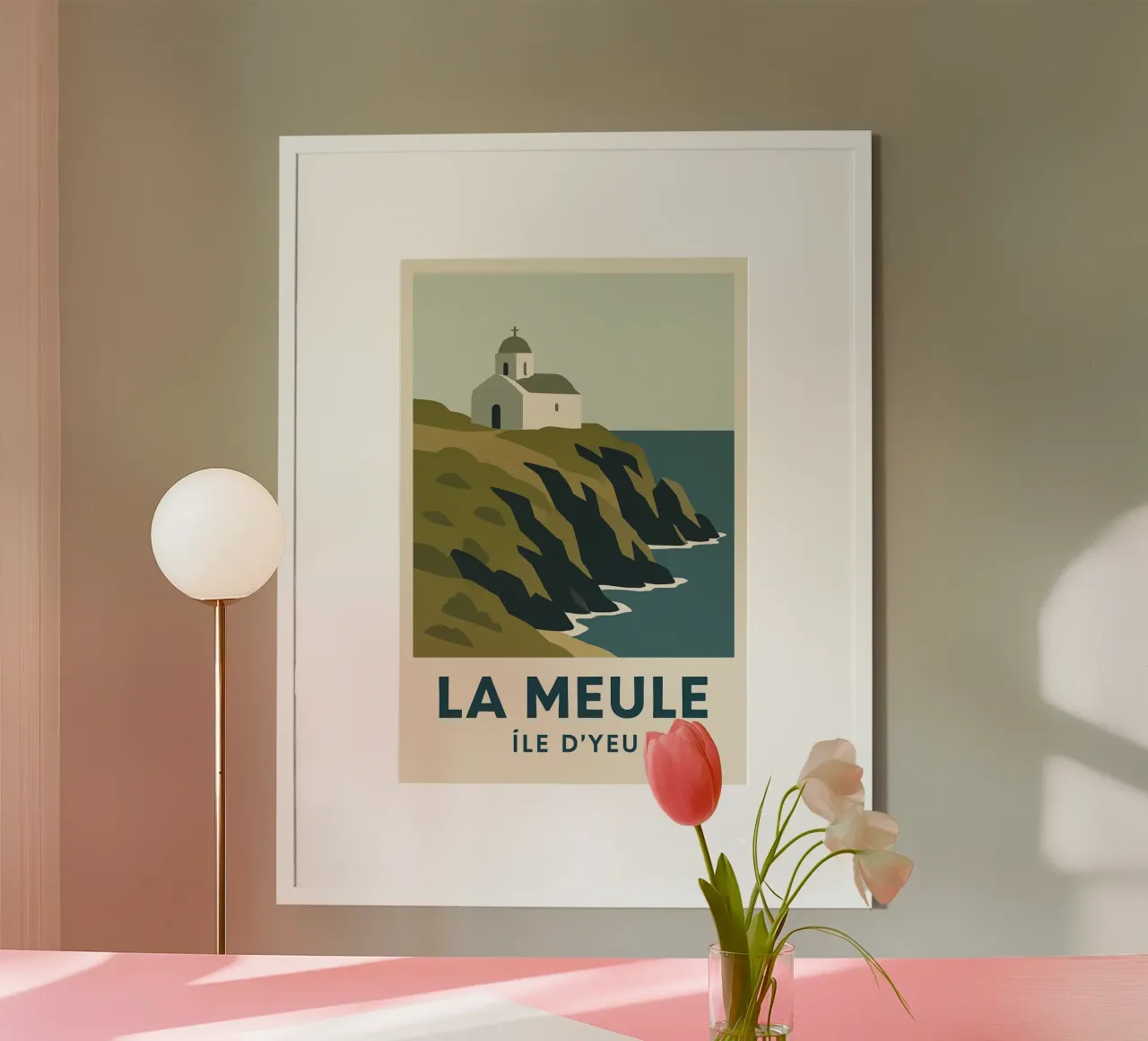 La Meule - poesia bianca su una falesia bretone poster con telaio in alluminio da JETLAG | affiches voyage