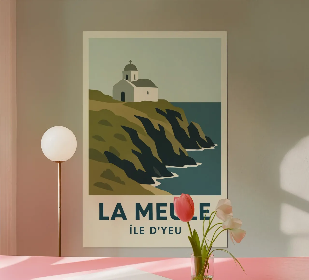 La Meule - poesia bianca su una falesia bretone poster con telaio in alluminio da JETLAG | affiches voyage